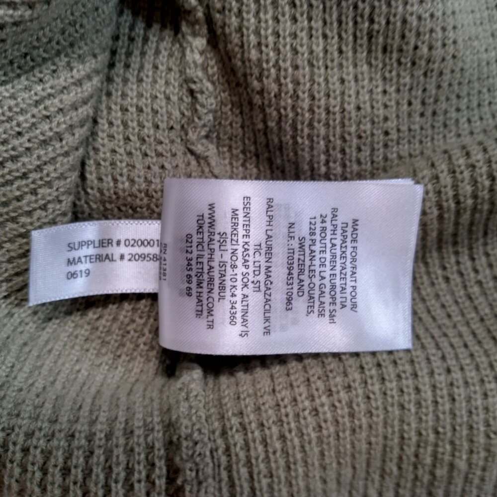 Lauren Ralph Lauren Shirt Women Medium High Neck Army Green Waffle Knit Top - Picture 9 of 13